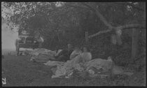 Willow Camp, sleeping in the morning, 1918