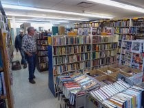 Friends of the Library post-party book sale browsers, 2018