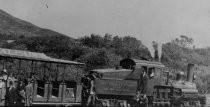 Engine No. 8 pushing cars up the mountain at Mesa Station, circa 1920