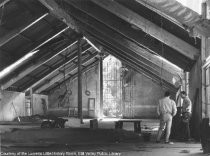 Main room during library construction, 1966