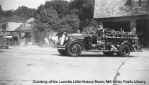 Fire Truck in frontof Fire Station, 1940's