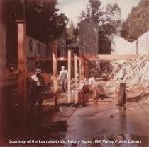 Workers in Interior of Library During Construction, 1965