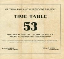 Mt. Tamalpais and Muir Woods Railway Time Table 53