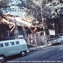 Street view of library construction, 1966