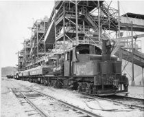 Engine #8 from the Mt. Tam & Muir Woods Railroad at Hoover Dam, circa 1920