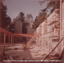 Interior walls during early library construction, 1965