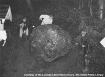 Excavating the Mill Valley City Hall war memorial rock, 1953