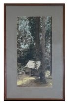 Framed photograph of the Ben Johnson cabin in Muir Woods