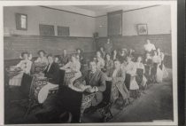 Summit School classroom with two teachers in back, 1910