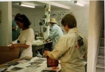 O'Hanlon Art Center artists printing in a studio, date unknown