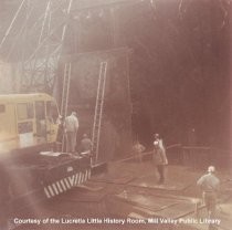 Crane Inside the Library during Construction, 1965