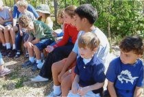 Edna Maguire School 5th grade buddies planting in Children's Garden, 2007