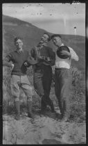 Three men at Willow Camp, 1919