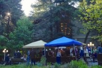 Friends of the Library party viewed from park, 2018