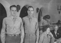 Two military men at dinner party, unknown