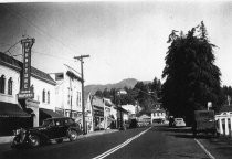 Black and white photograph of downtown Mill Valley, circa 1940's