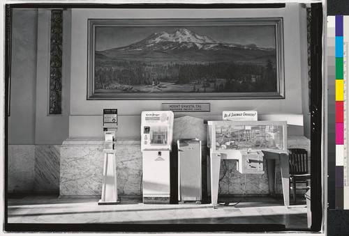 [Hallway of a public building with vending machines and water fountain, Oakland, California.]