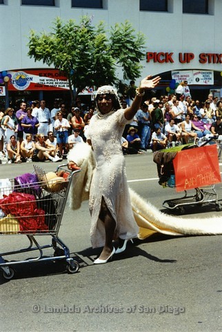 1994 - San Diego LGBT Pride Parade: Contingent - Female Impersonators marching down University Avenue