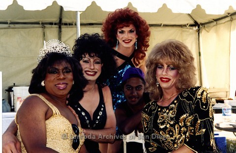 1995 - San Diego LGBT Pride Festival: Entertainment Stage Area, Back Stage With Members of Imperial Court de San Diego