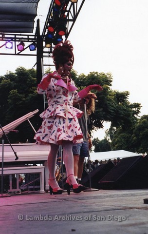1995 - San Diego LGBT Pride Festival: Female Impersonator Performing On the Entertainment Main Stage
