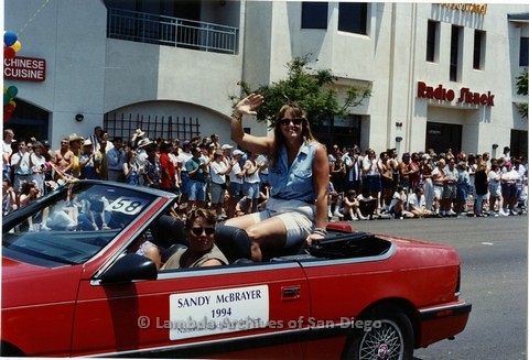 1994 - San Diego LGBT Pride Parade: Contingent - Sandy McBrayer, San Diego Teacher of the Year