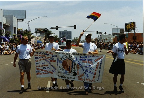 1994 - San Diego LGBT Pride Parade: Contingent - 'Project Lifeguard' an AIDS Program Promoting 'Safer Sex', part of The San Diego AIDS Foundation