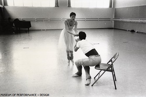 Laurie Cowden and Jim Sohm rehearsing La Sylphide, circa 1980s