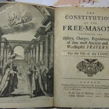 1723 Constitutions of the Ancient and Honourable Fraternity of Free and Accepted Masons Containing their History, Charges, Regulations, Etc. Collected and Digested by Order of the Grand Lodge from their old Records, faithful Traditions and Lodge-Books, for the Use of the Lodges