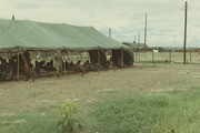 Photograph by Gustafsson of Fellow Soldiers Sitting in A Large Tent At Camp