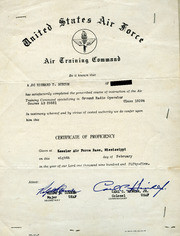 Certificate from the Air Force Air Training Command Awarded To Burton, 1955