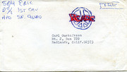 Front Side of Envelope Gustafsson Sent Home from Vietnam With Peace Sign and Phrase