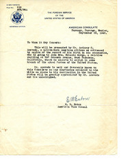 Letter of Recommendation from the Us Consulate in Mexico, 1942