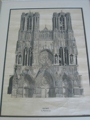 Framed Sketch Picture of the Reims Cathedral Entitled Reims La Cathederale