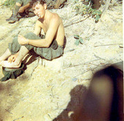 Photograph by Gustafsson of A Fellow Soldier Sitting in the Countryside