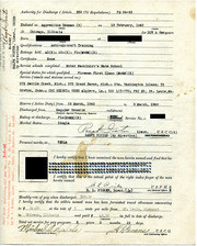 Service Label Button and Honorable Discharge Emblem Paperwork Completed by Szukala, 1946