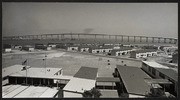 Completed San Diego-Coronado Bridge Seen Behind Now-Gone Elementary School and Navy Housing