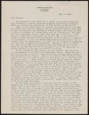 Letter from Upton Sinclair