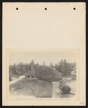 Poised glacial boulder. Sierra Nevadas, California