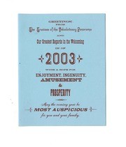 Welcoming 2003 - Seasonal Greetings & Donation Invitation