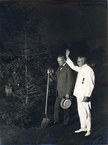 General John Pershing with Chaplain Planting Redwood at South Pasadena War Memorial Building