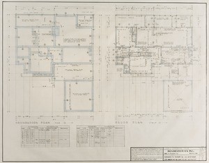 Technical drawing, house floor and foundation plan, 1951
