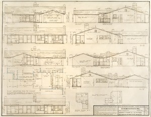 Technical drawing, house elevations E1 and E2, 1951