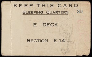 Sugiyama, sleeping quarters assignment card