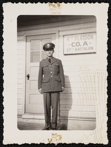 Portrait of Sugiyama in front of barracks
