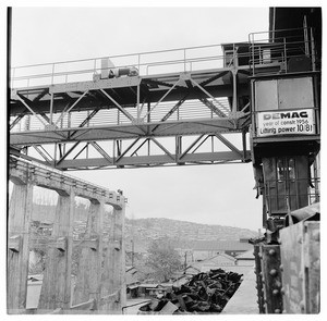 Close up of a Demag construction crane, Korea