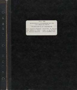 Gov's Comm. on LA riots, v. 8: Transcripts of testimony (Hawkins, R.L. Hill, R. Hill, Houston, Ingram, Jasich), 1965