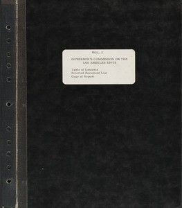 Gov's Comm. on LA riots, v. 1: Contents, document list, report, 1965-12-02