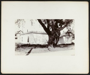 Adobe house identified as the headquarters of John C. Fremont during the Mexican-American War, cabinet card photograph, circa 1880s