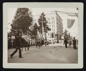 Chinese participants in a Los Angeles parade, probably La Fiesta de Los Angeles, 1896