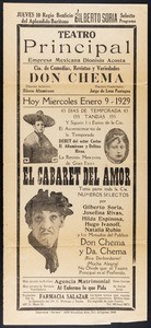 Broadside for Teatro Principal, Los Angeles, 1929-01-09